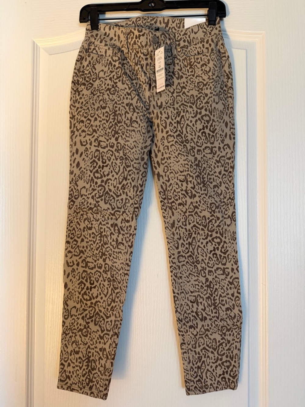 White House Black Market Women's Leopard-Print Chinos - Taupe & Brown.